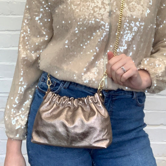 Metallic Party Bag With Chain Handle - Poppy STUDIO TEW