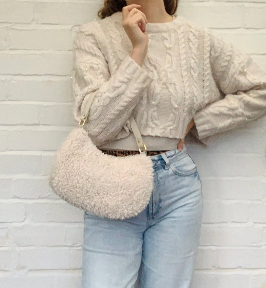 Faux Shearling Autumn Winter Bag With Leather Strap - Aubrey STUDIO TEW