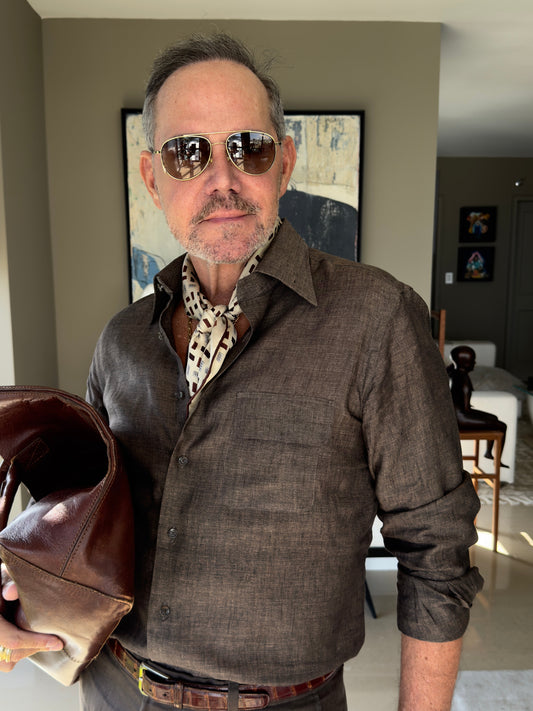 Geometric Chocolate Bar Silk Scarf – Hand-Rolled Neck Scarf for Women & Men