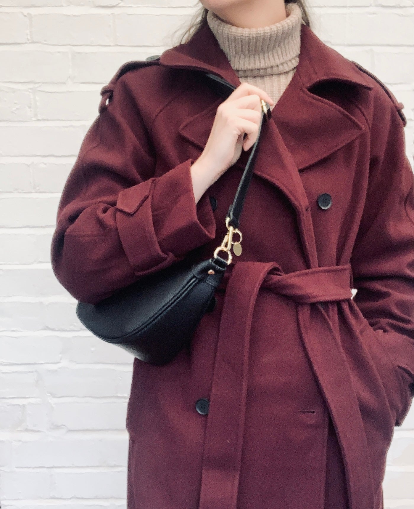 Black Leather Moon Bag - Brooke STUDIO TEW