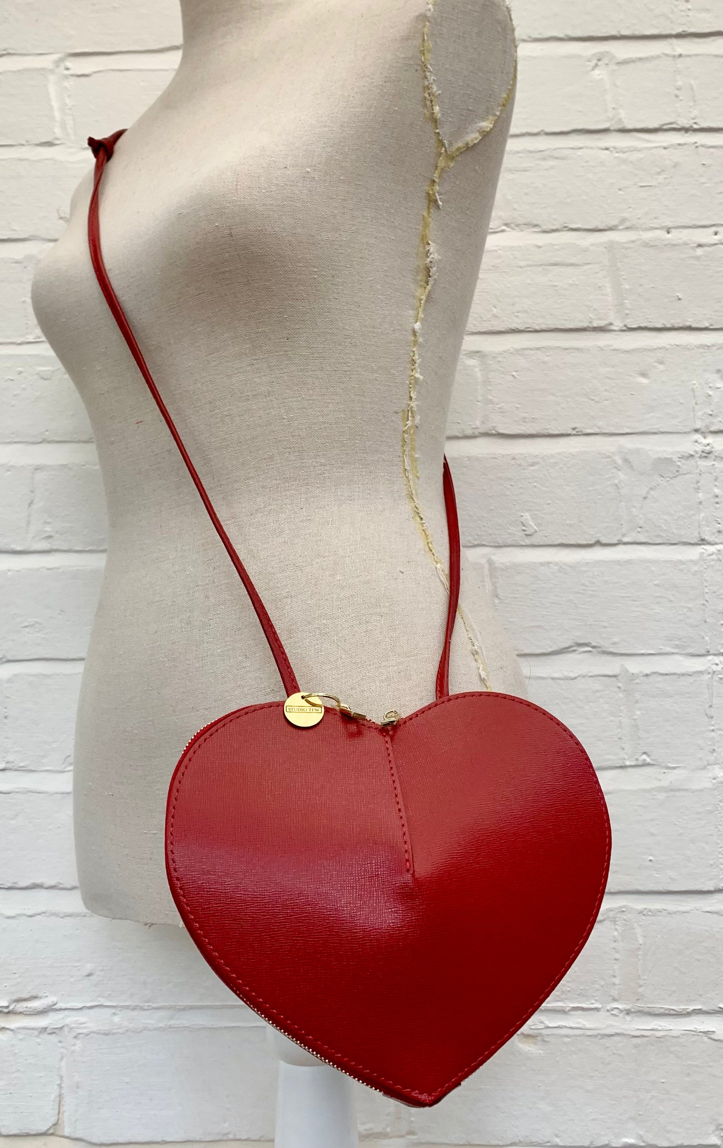Red Love Heart Leather Bag - Amour STUDIO TEW