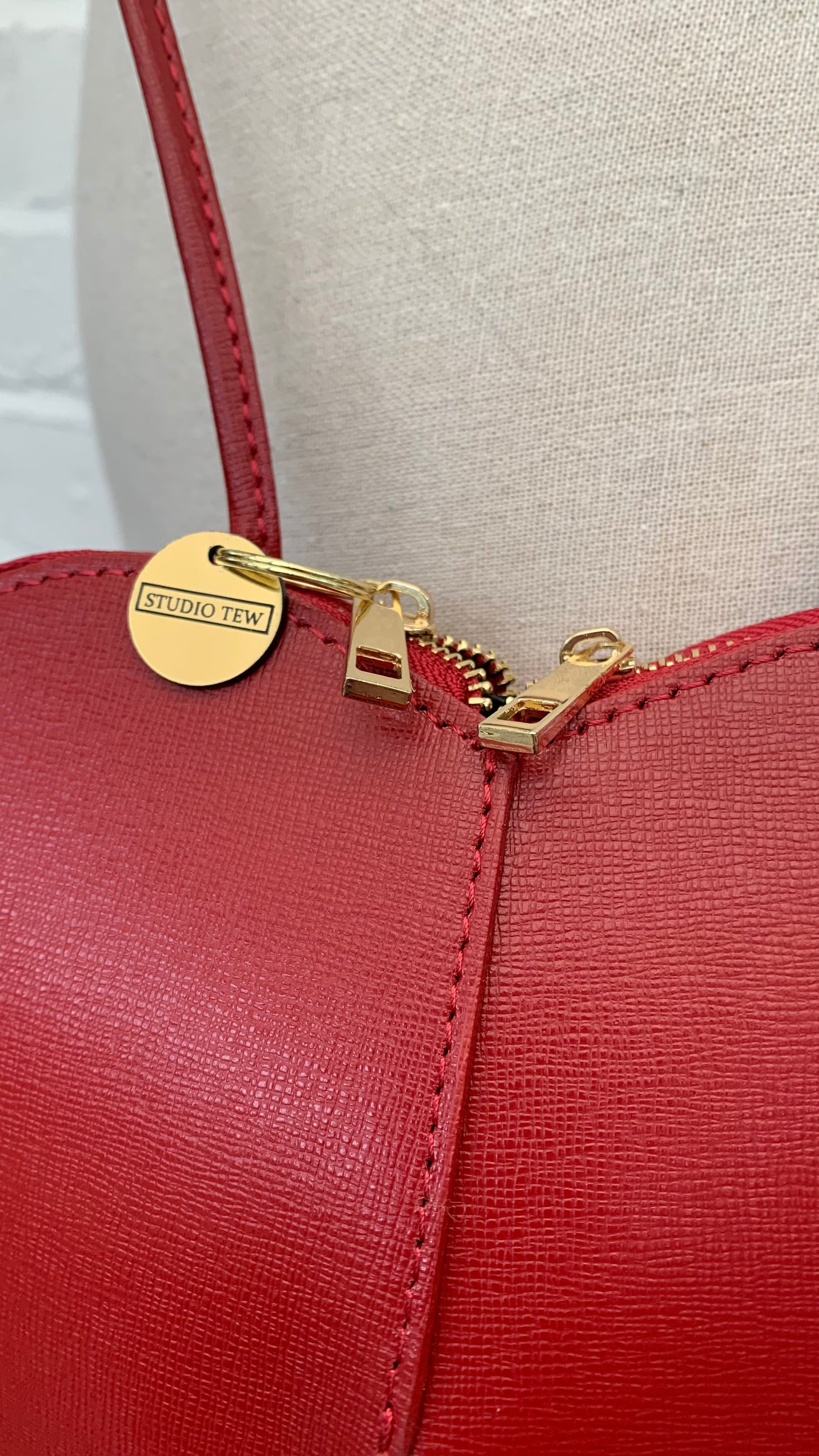 Red Love Heart Leather Bag - Amour STUDIO TEW