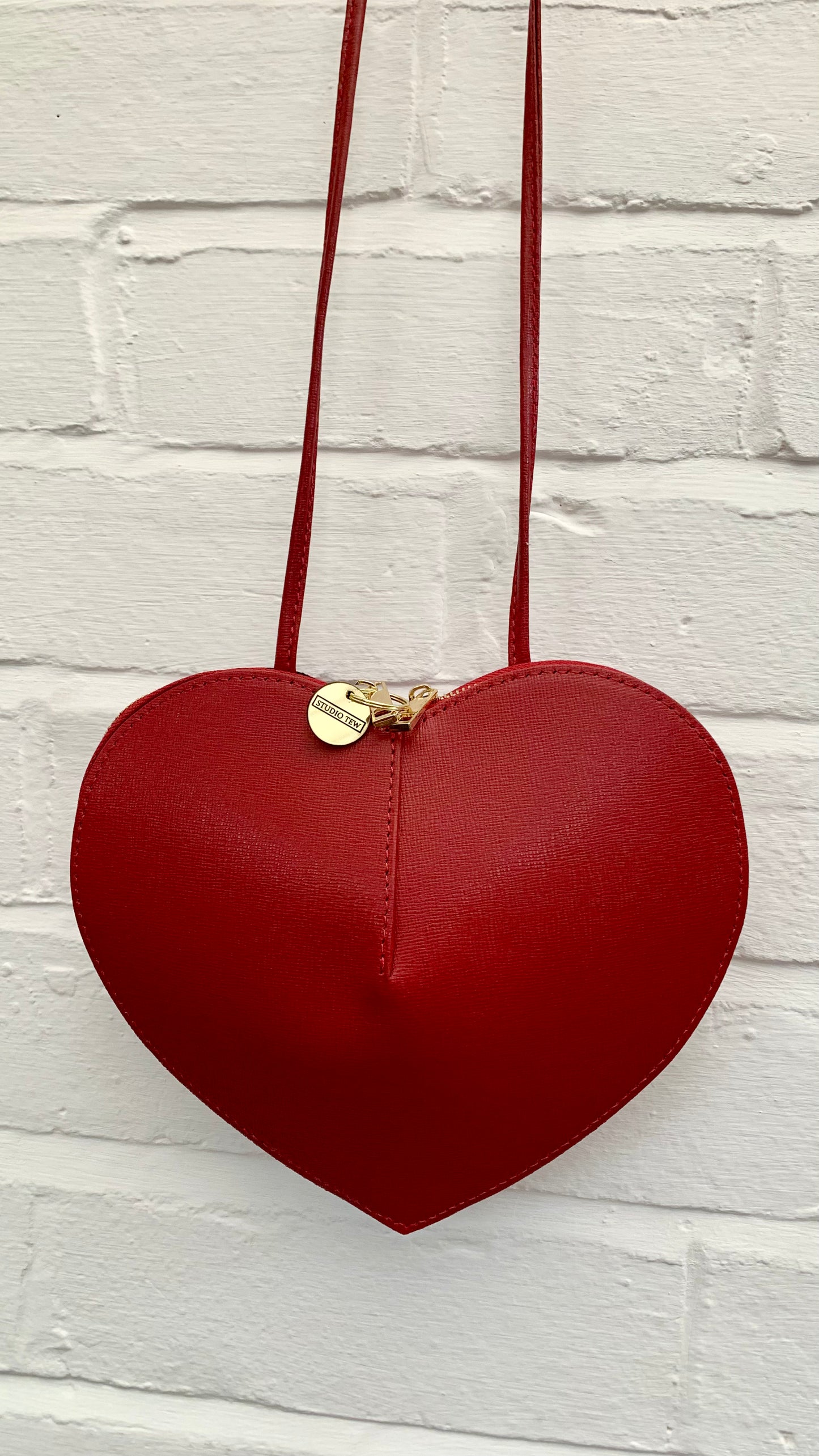 Red Love Heart Leather Bag - Amour STUDIO TEW