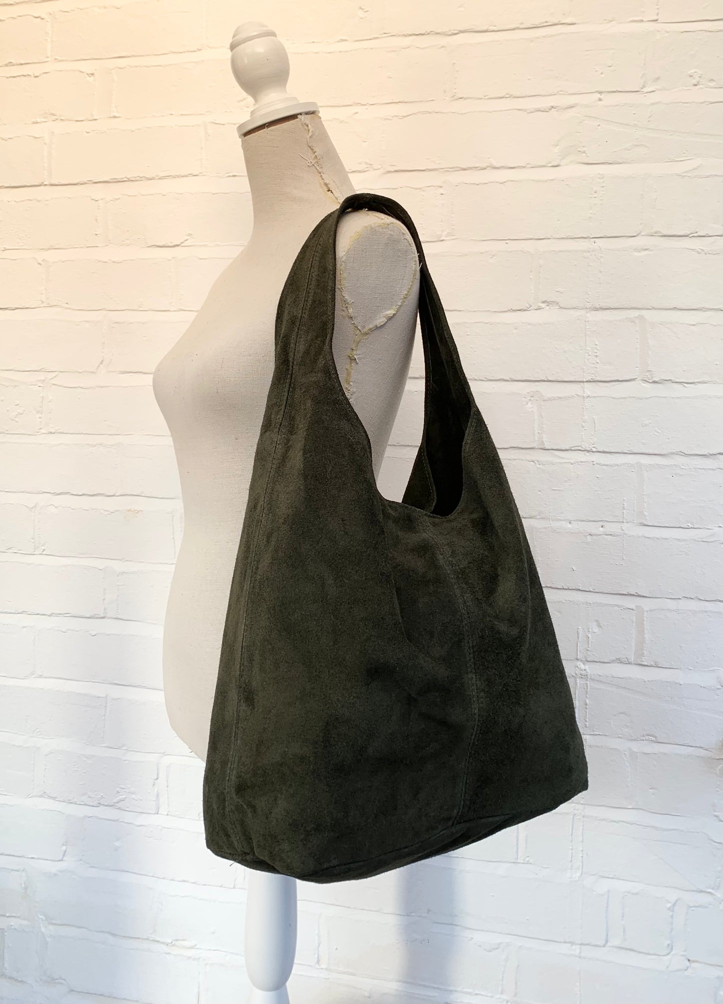 Dark Green Suede Oversized Shoulder Bag - Charlie STUDIO TEW