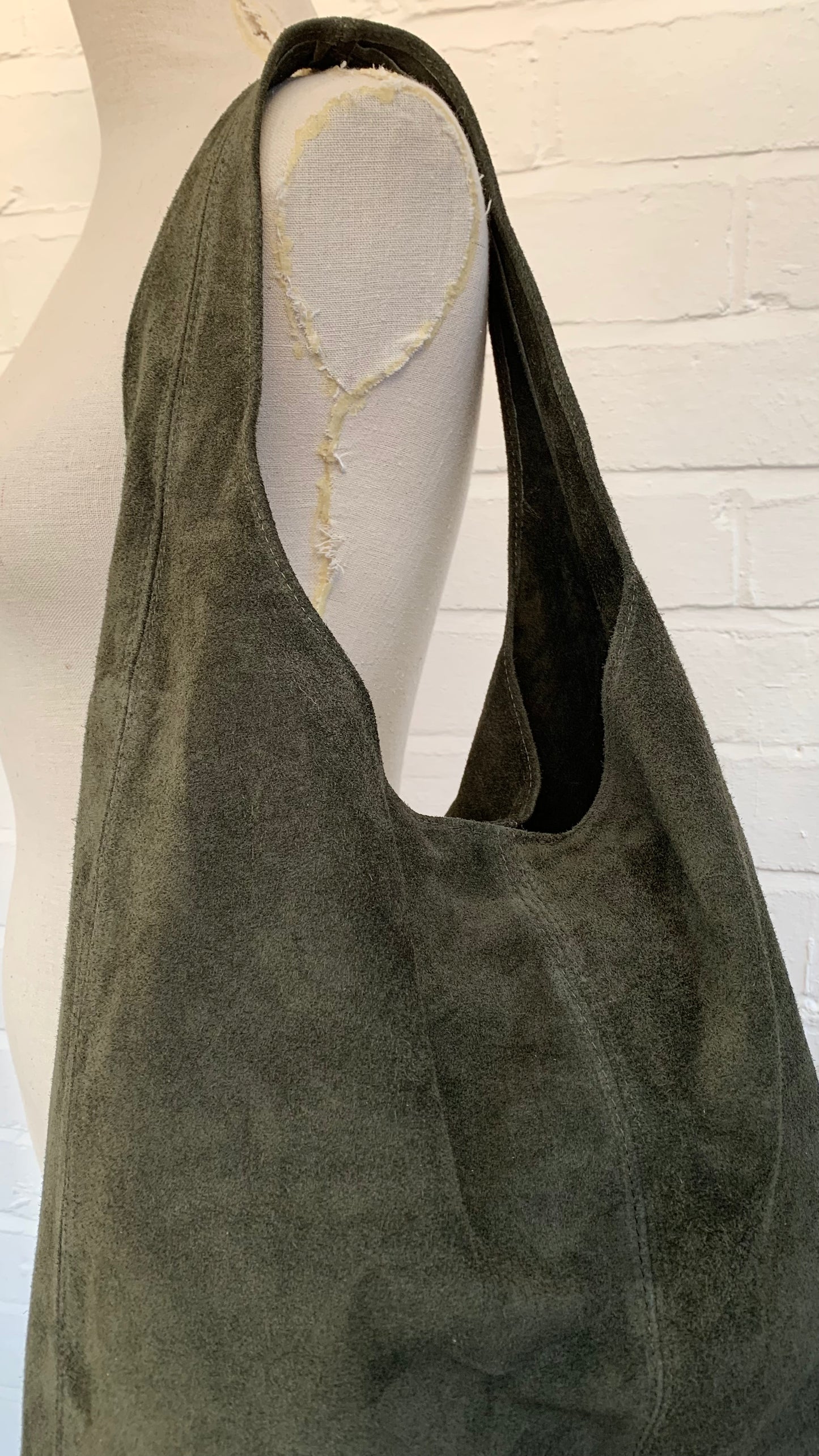 Dark Green Suede Oversized Shoulder Bag - Charlie STUDIO TEW