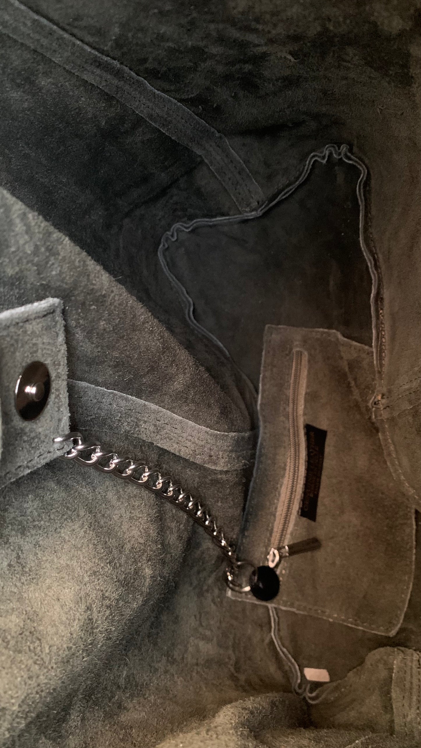 Dark Green Suede Oversized Shoulder Bag - Charlie STUDIO TEW
