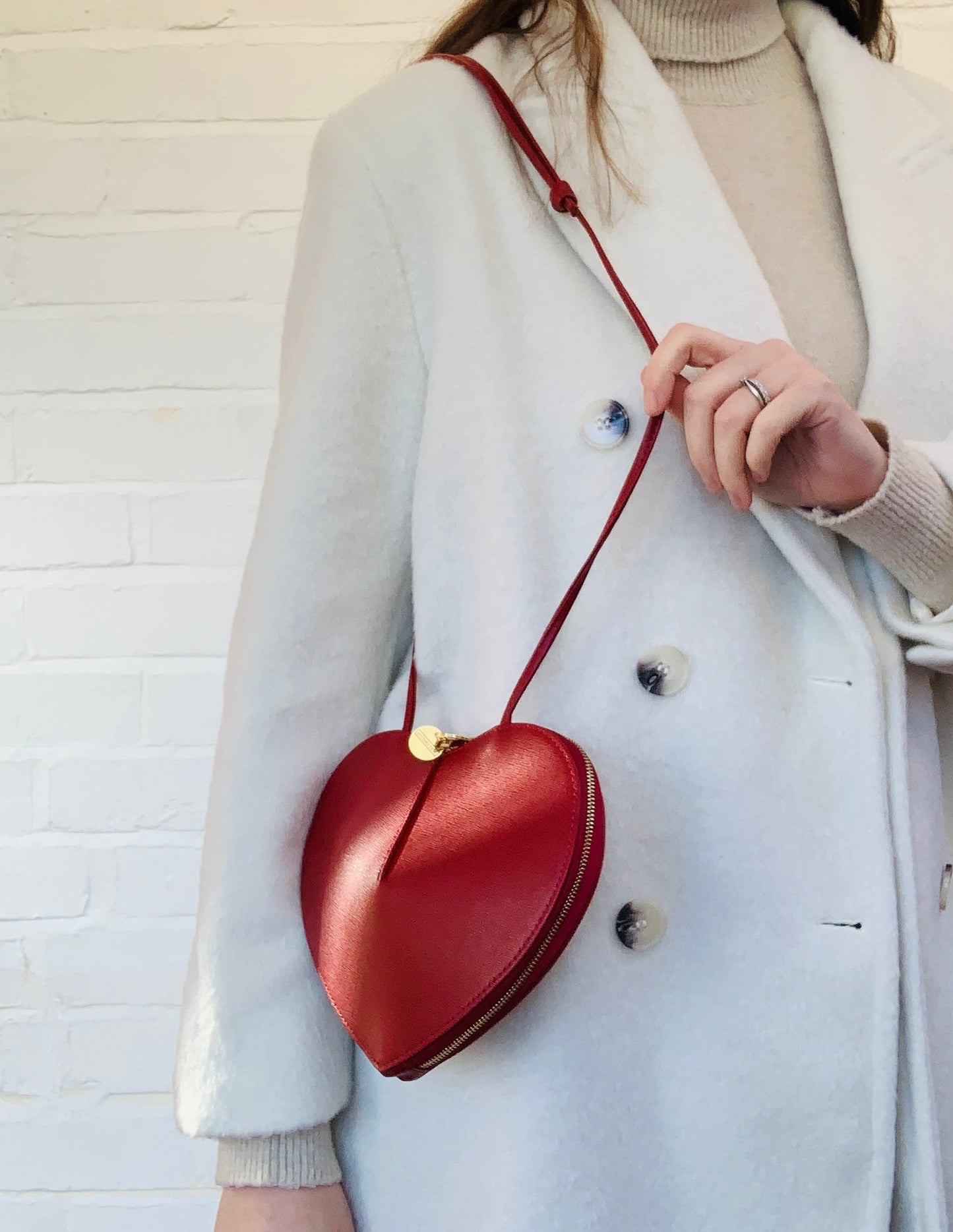 Red Love Heart Leather Bag - Amour STUDIO TEW