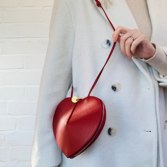 Red Love Heart Leather Bag - Amour STUDIO TEW