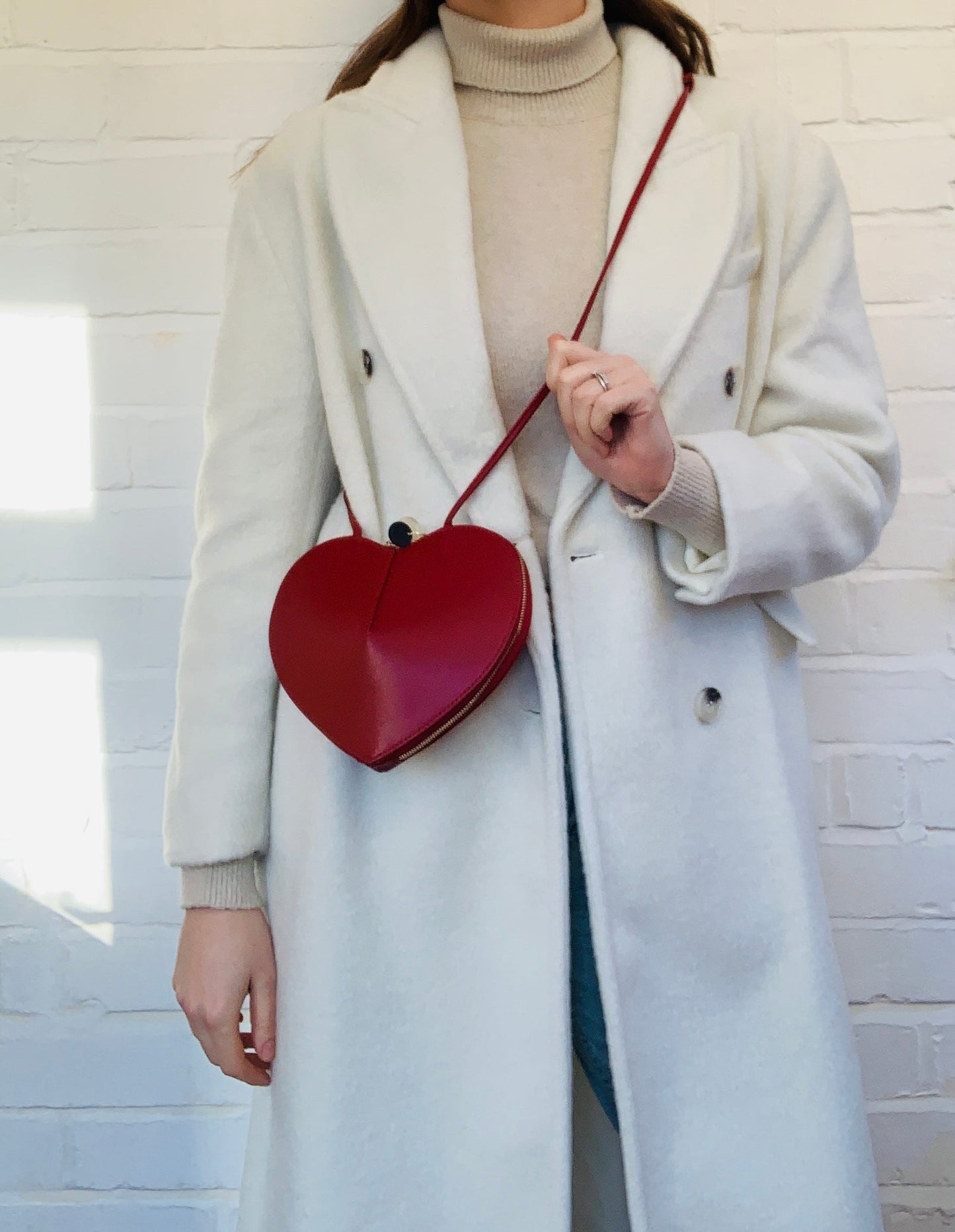 Red Love Heart Leather Bag - Amour STUDIO TEW