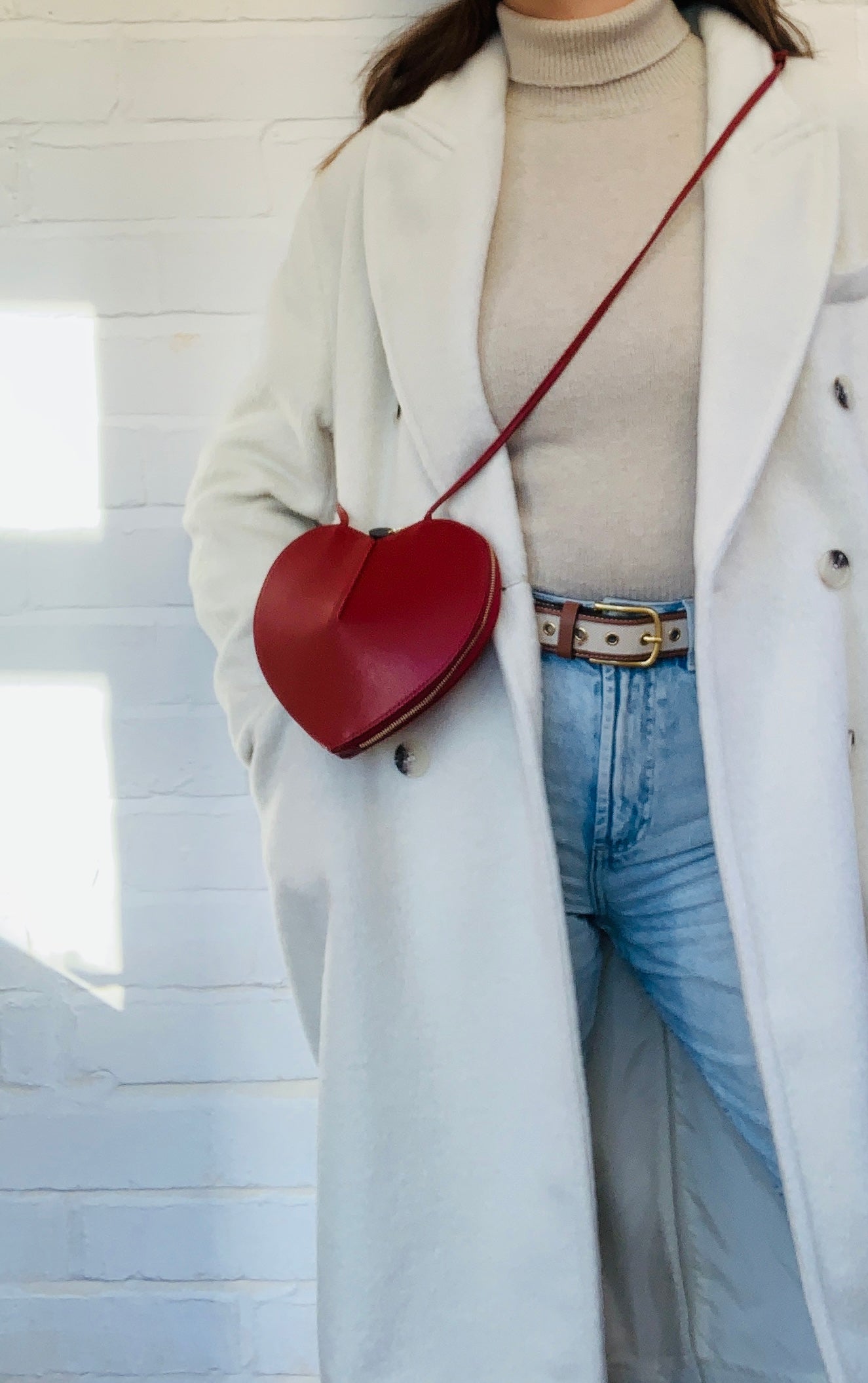 Red Love Heart Leather Bag - Amour STUDIO TEW