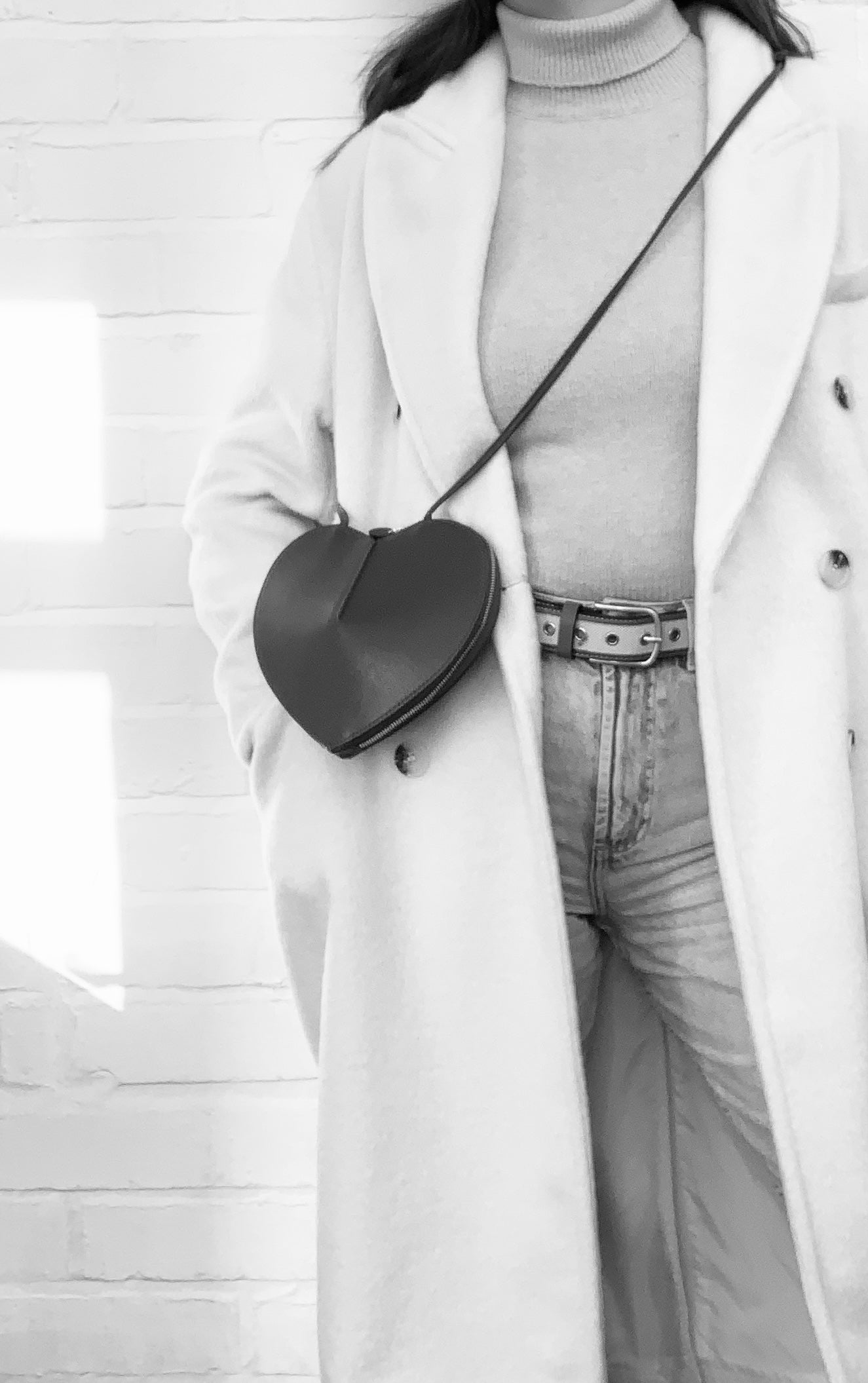 Black Love Heart Leather Bag - Amour STUDIO TEW