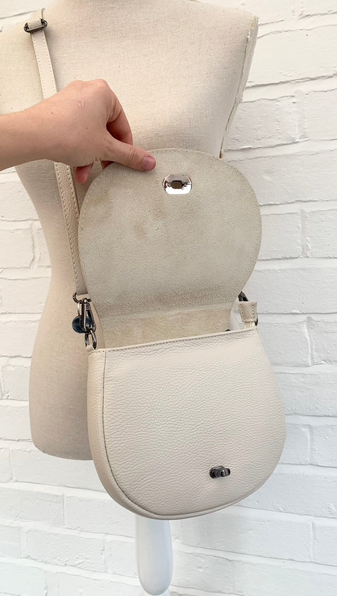 Cream Leather Satchel Bag STUDIO TEW