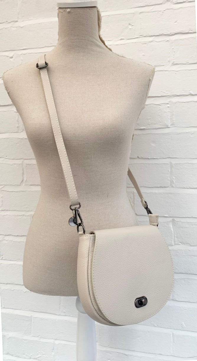 Cream Leather Satchel Bag STUDIO TEW