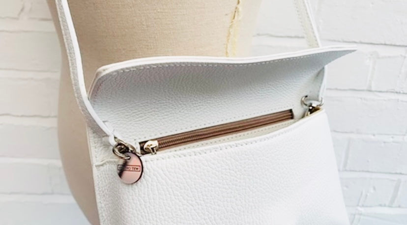 White Leather Loop Handle Bag - Claris STUDIO TEW