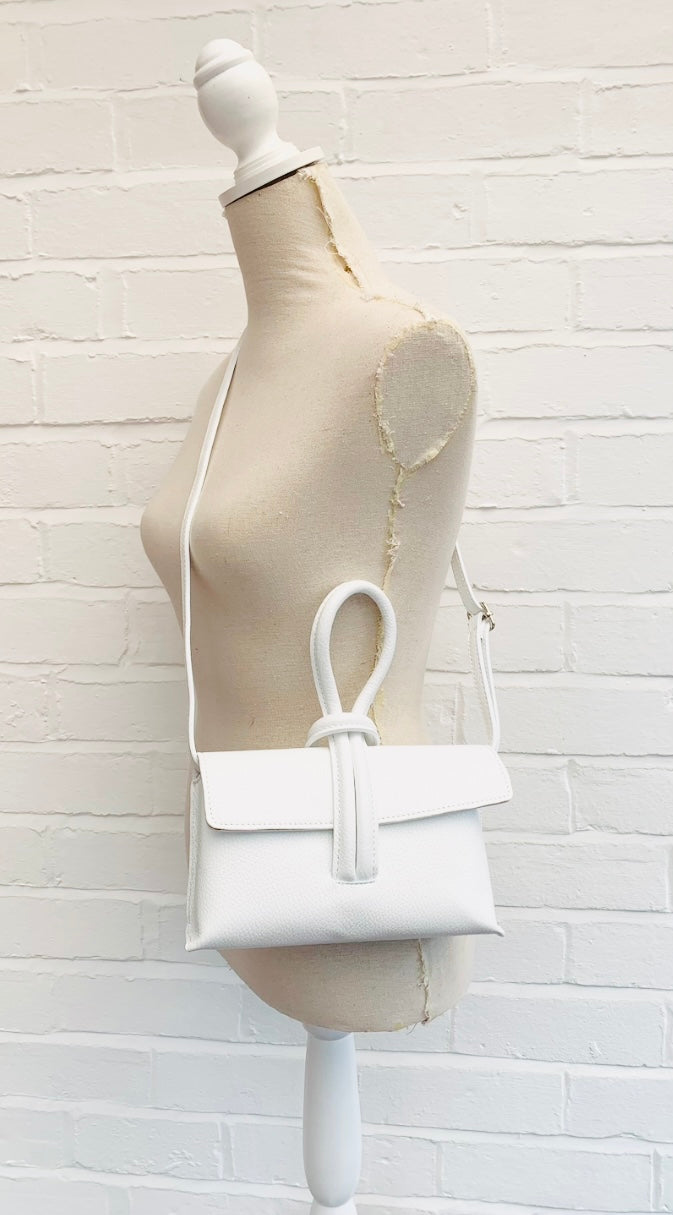 White Leather Loop Handle Bag - Claris STUDIO TEW