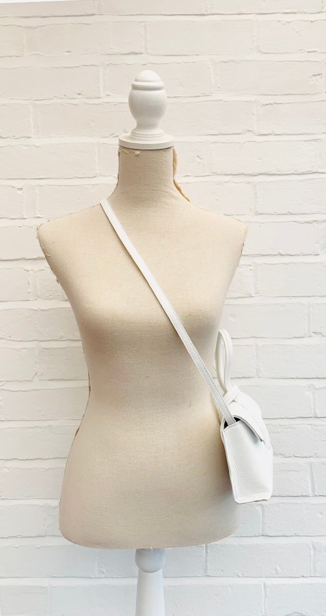 White Leather Loop Handle Bag - Claris STUDIO TEW