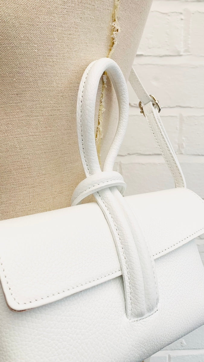 White Leather Loop Handle Bag - Claris STUDIO TEW