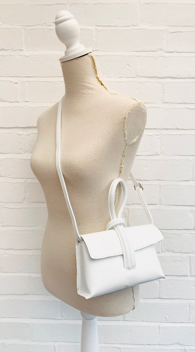 White Leather Loop Handle Bag - Claris STUDIO TEW