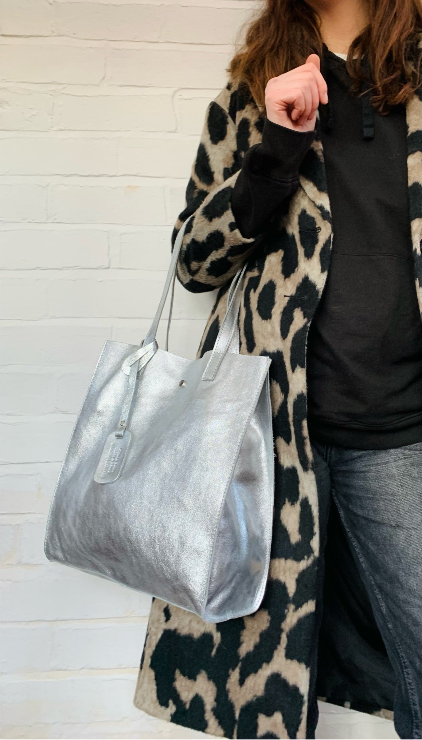 Metallic Leather Tote Bag - Kim STUDIO TEW