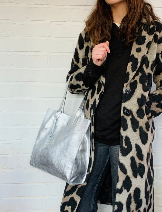 Metallic Leather Tote Bag - Kim STUDIO TEW