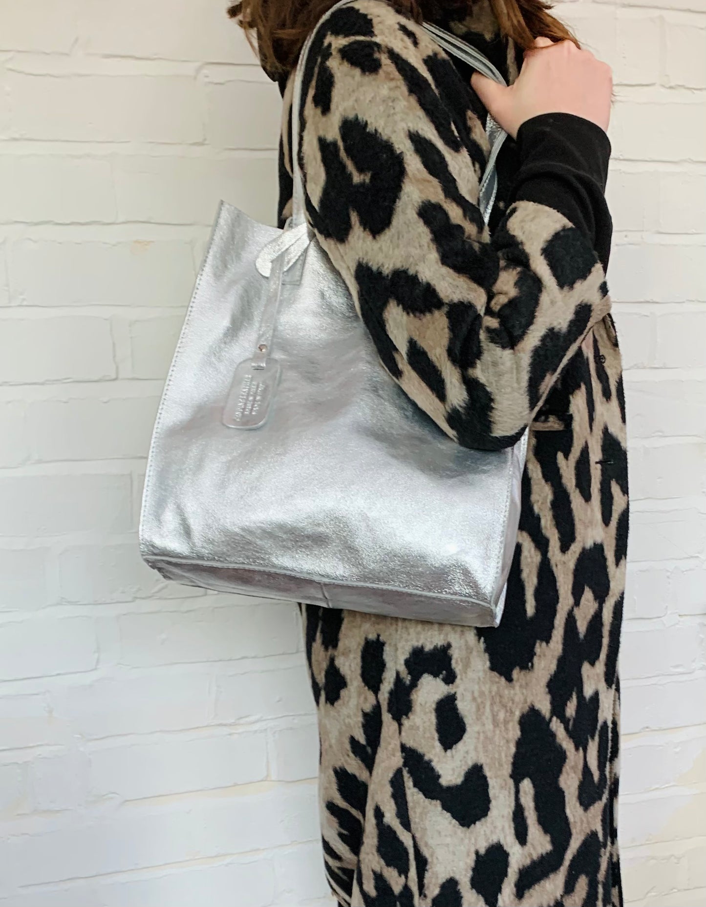 Metallic Leather Tote Bag - Kim STUDIO TEW