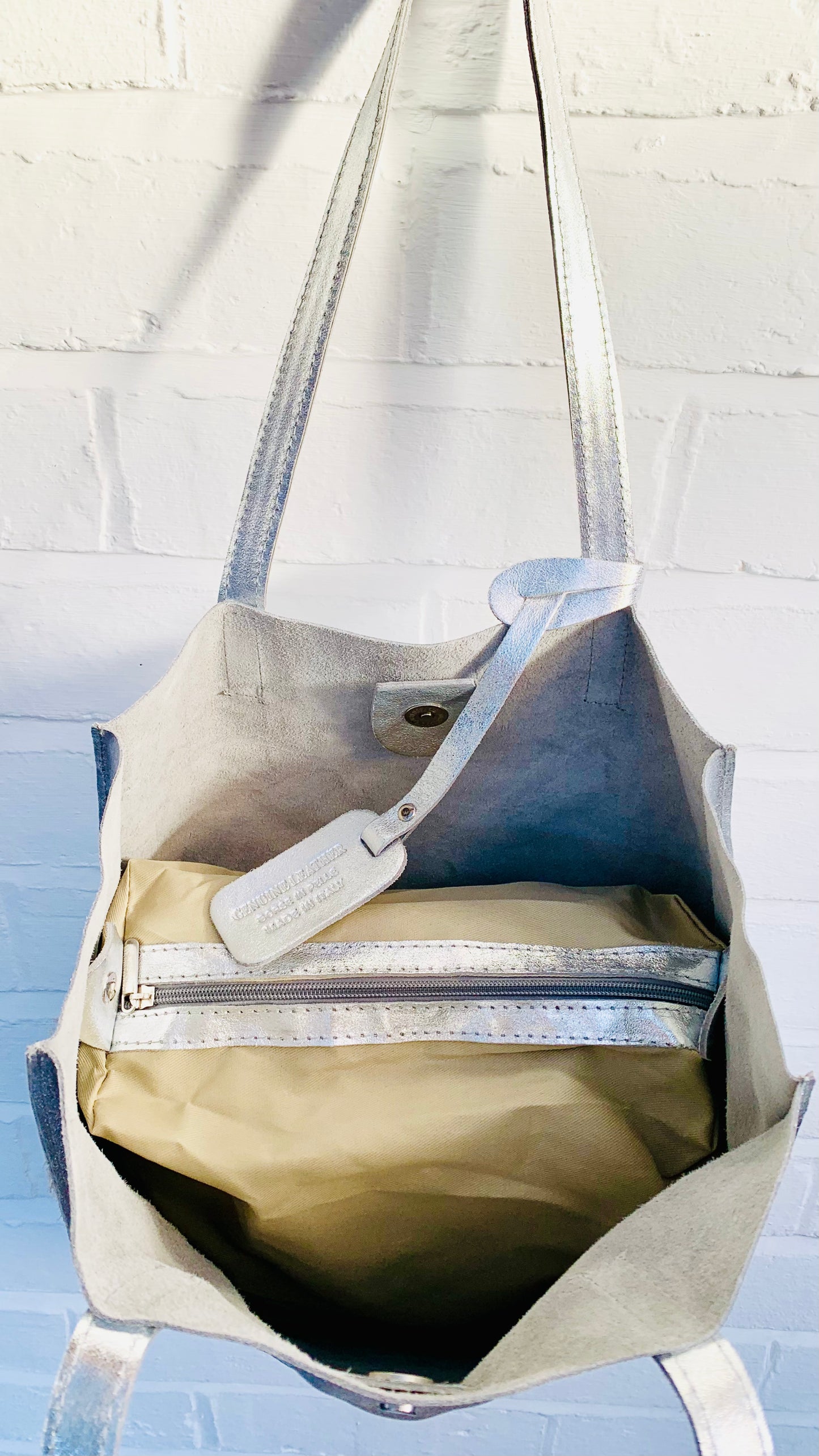 Metallic Leather Tote Bag - Kim STUDIO TEW