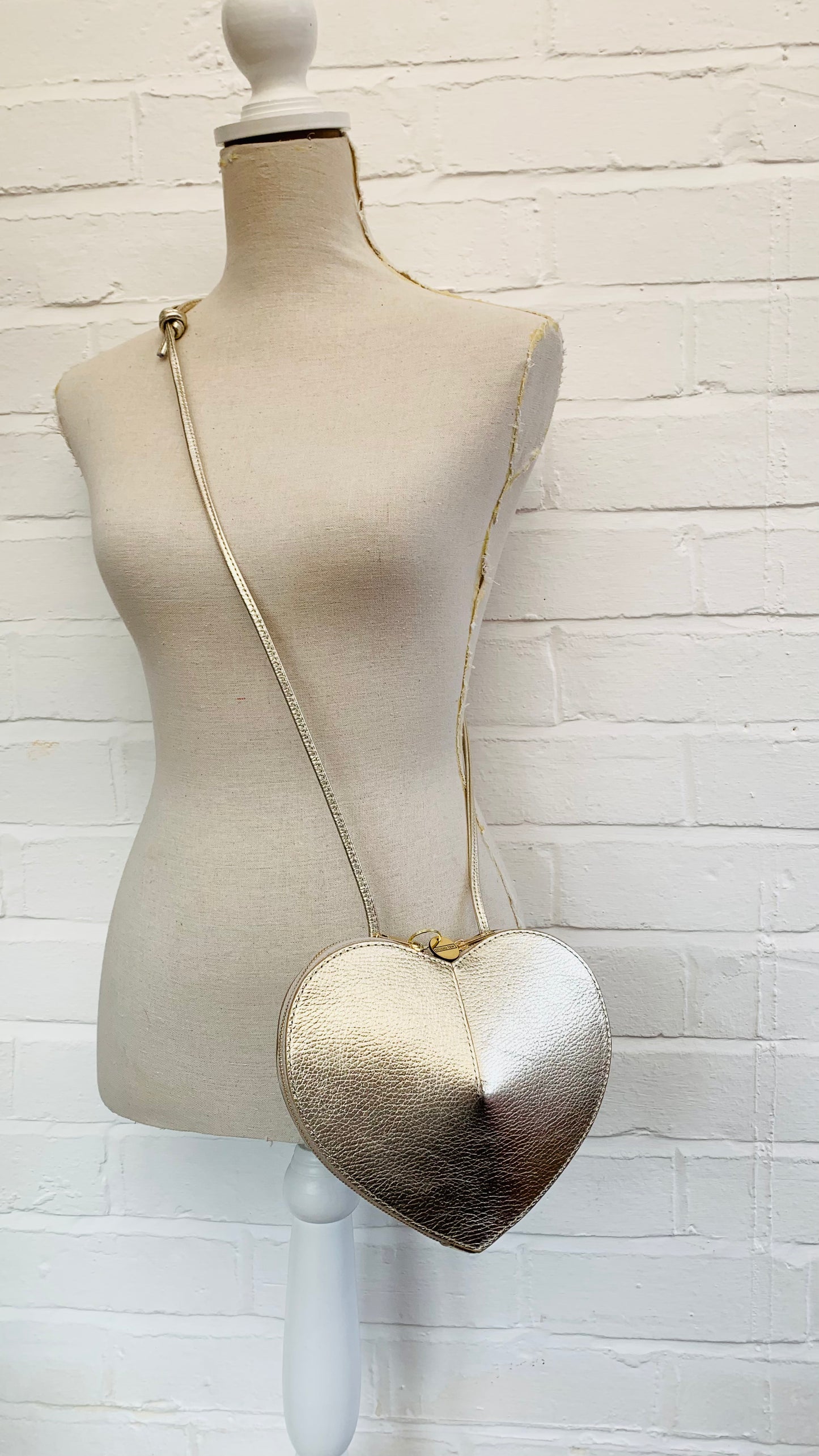 Gold Love Heart Leather Bag - Amour STUDIO TEW