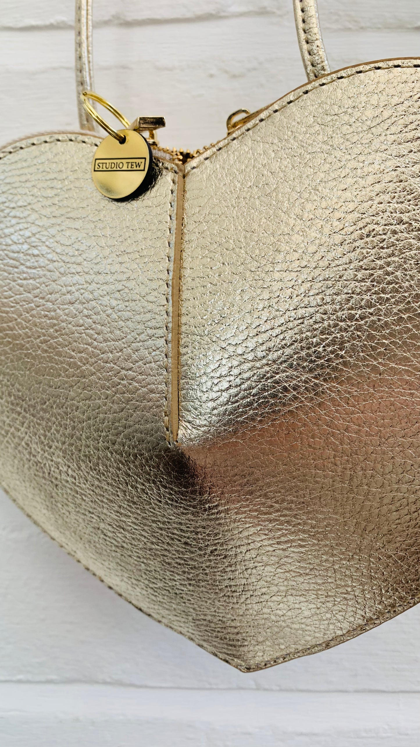 Gold Love Heart Leather Bag - Amour STUDIO TEW