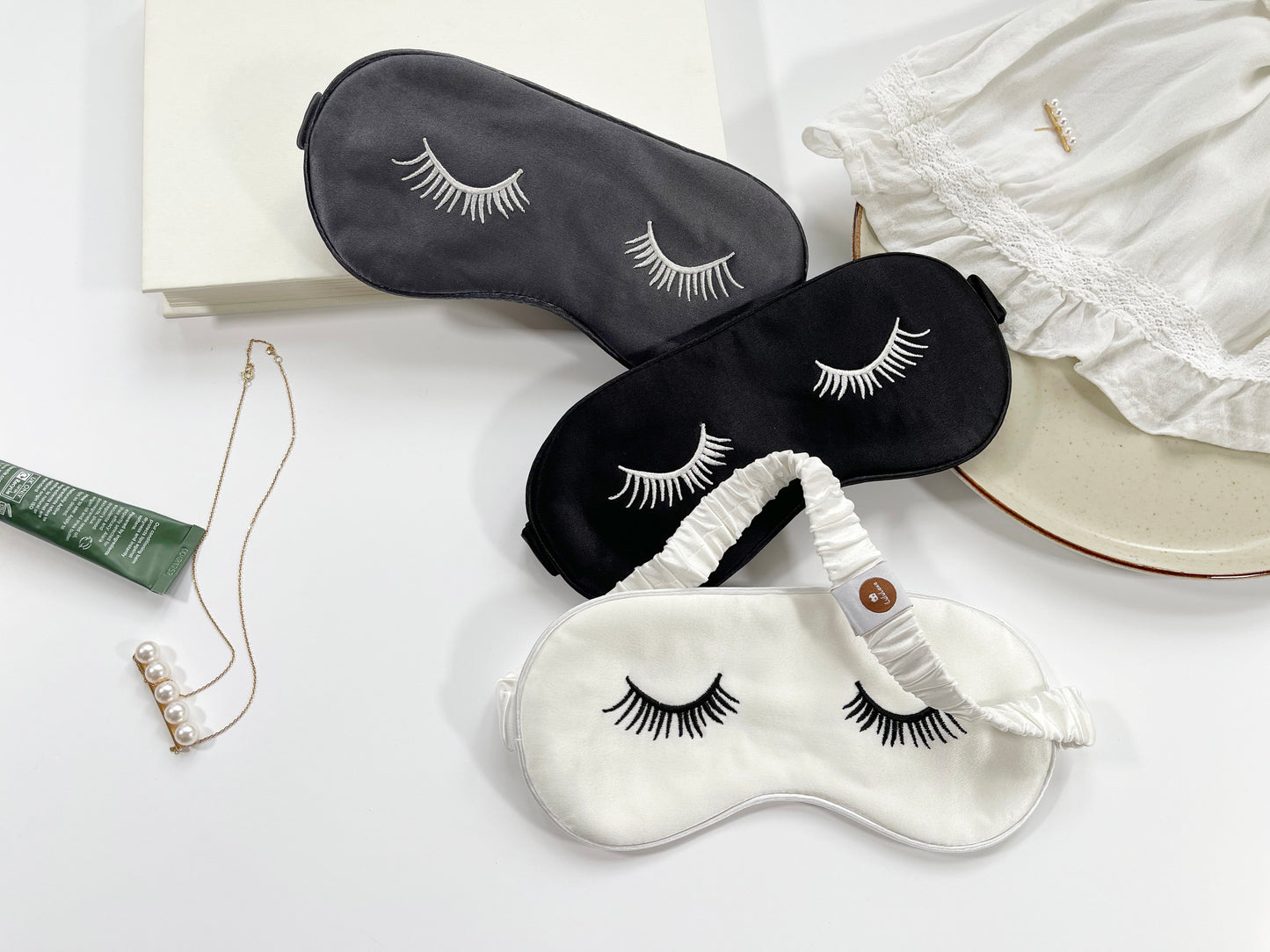 Luxury Embroidered Silk Sleep Mask - Soft Eye Mask for Restful Comfort