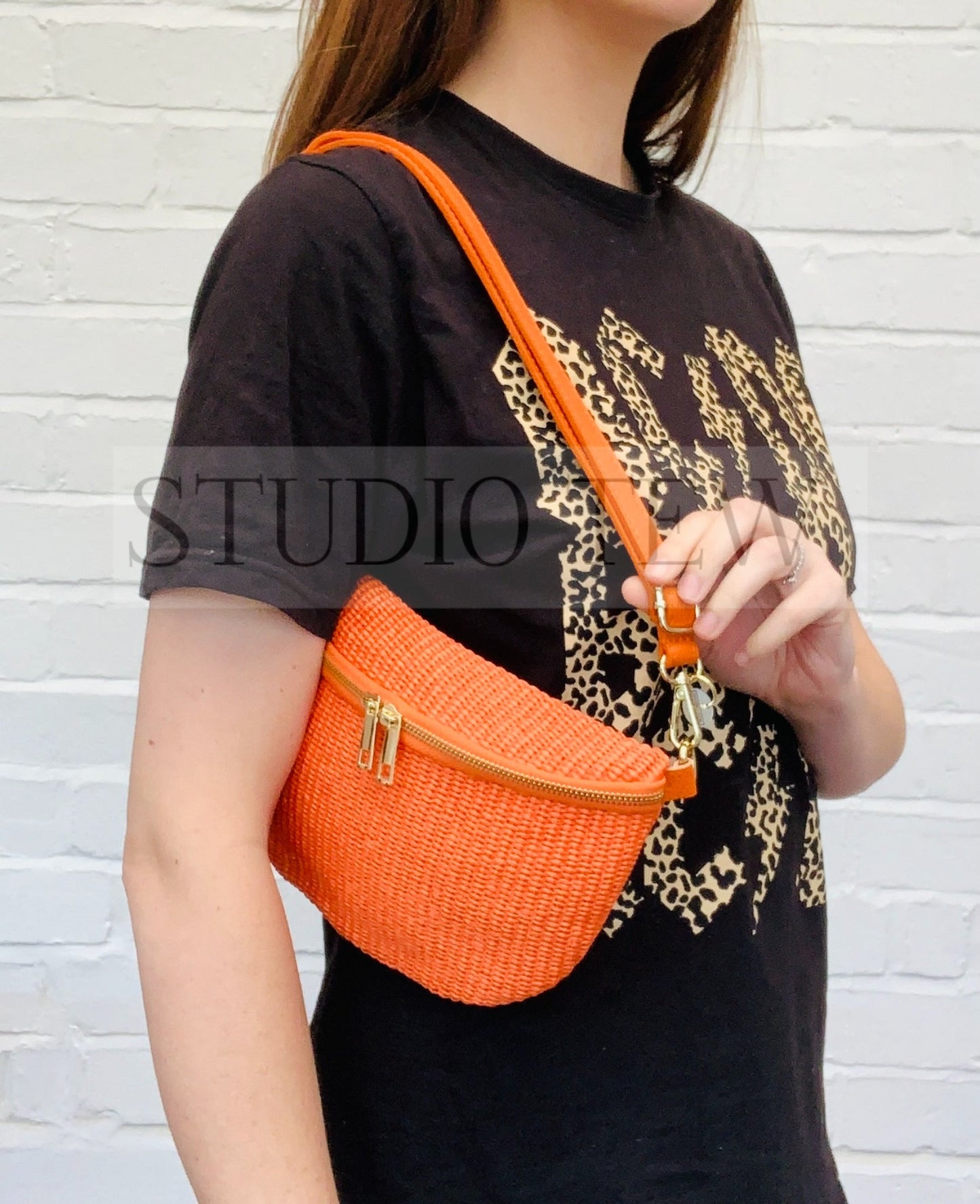 Woven Raffia Bum Bag In Numerous Colours - Rosie STUDIO TEW