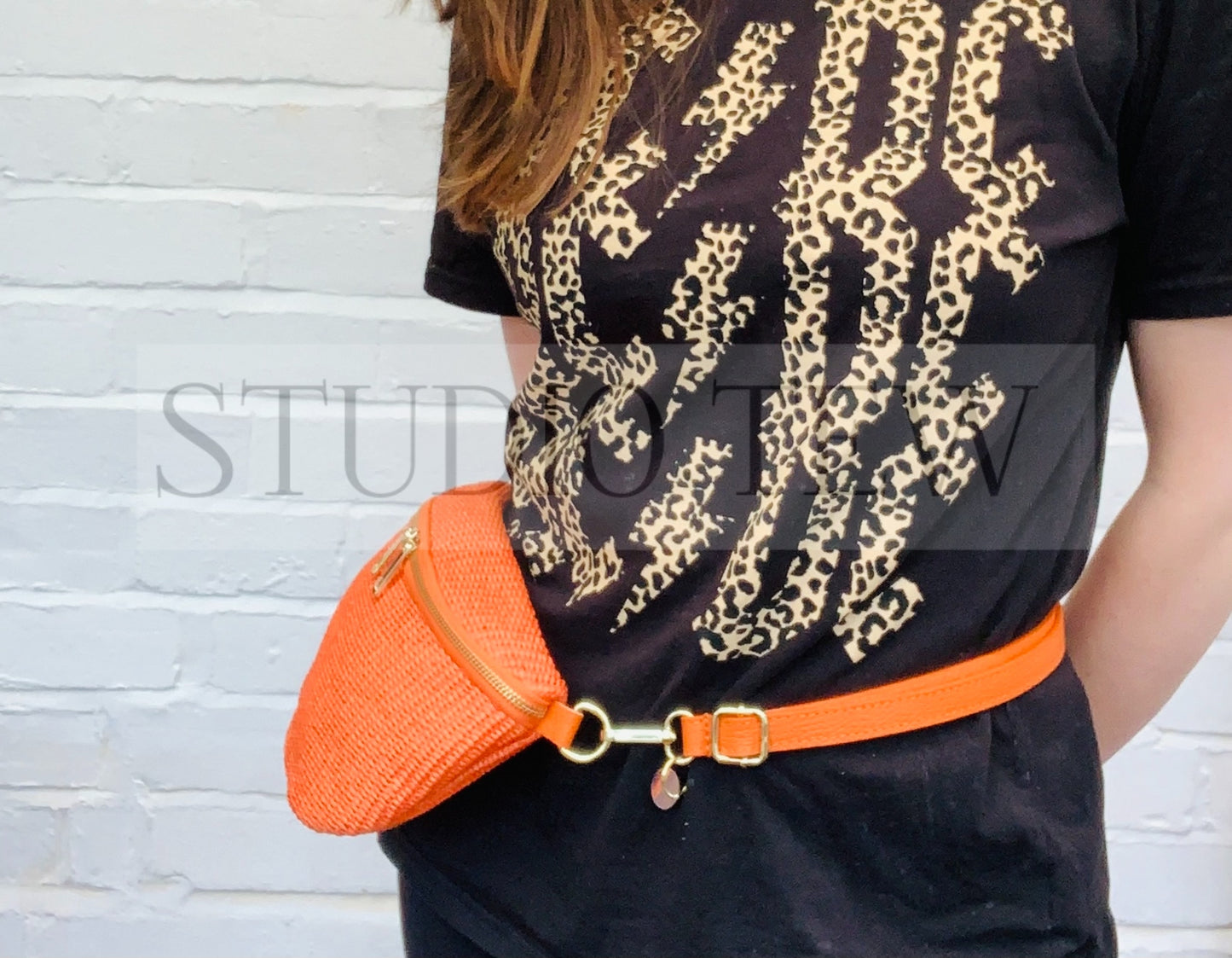 Orange Straw Bum Bag - Rosie