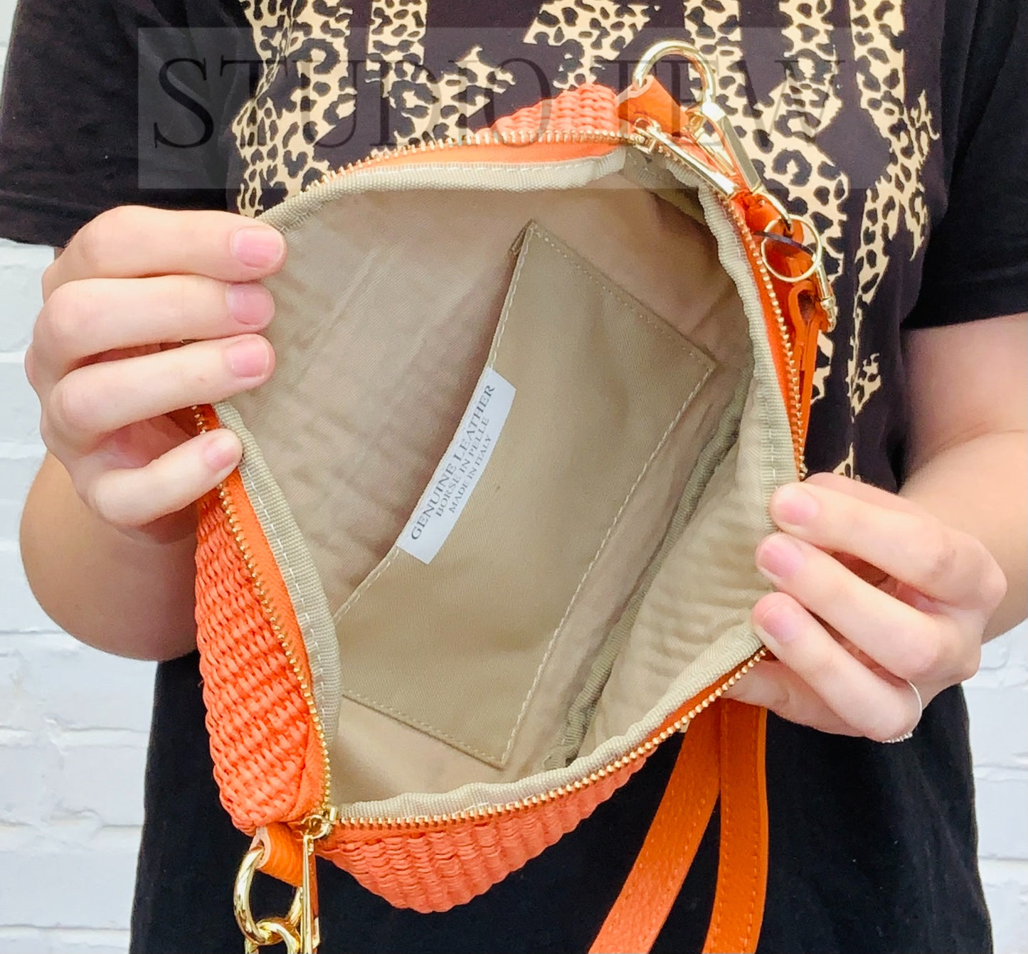 Orange Straw Bum Bag - Rosie