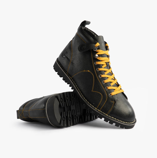 Popps 1961 MOD Mens Leather Monkey Boots Black