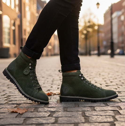 Popps 1961 MOD Mens Suede Monkey Boots Green