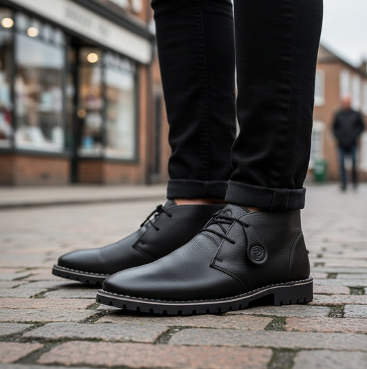 Popps COOPER Mens Desert Boots Black