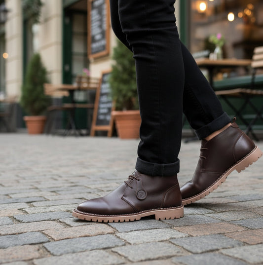 Popps COOPER Mens Desert Boots Dark Brown