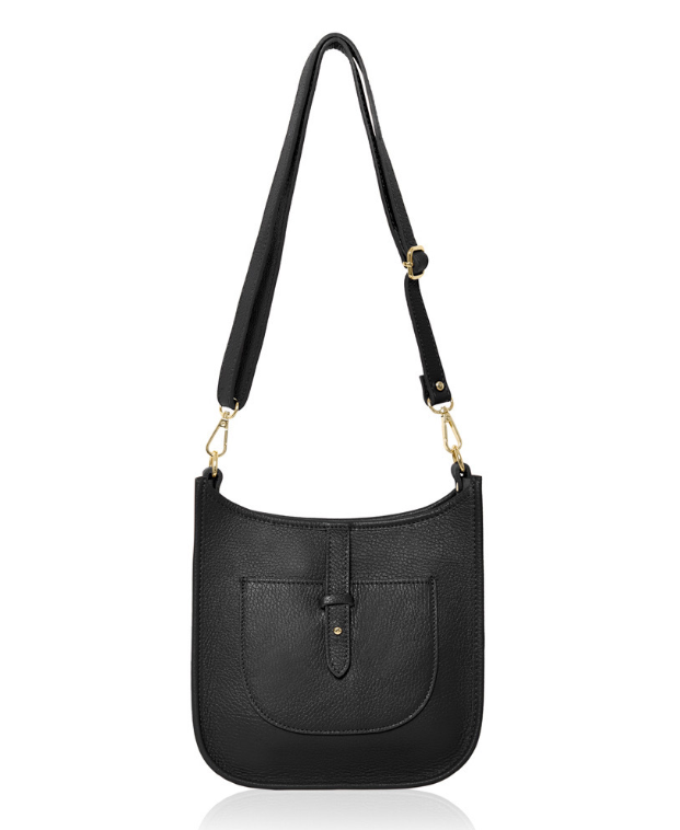 Black Leather Crossbody Bag - Meka STUDIO TEW