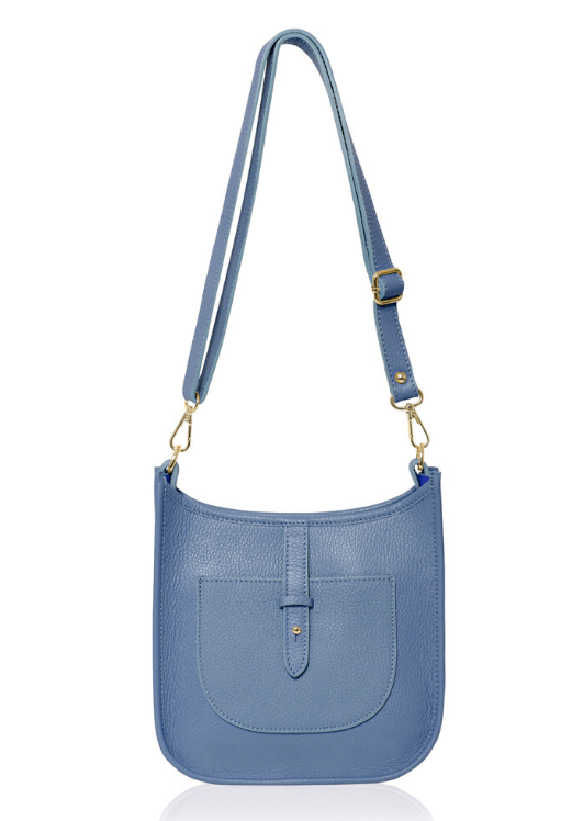 Blue Leather Crossbody Bag - Meka STUDIO TEW