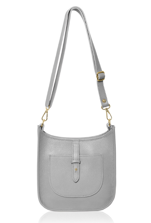 Light Grey Leather Crossbody Bag - Meka STUDIO TEW