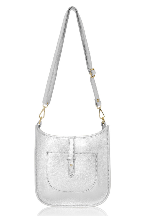 Silver Leather Crossbody Bag - Meka STUDIO TEW