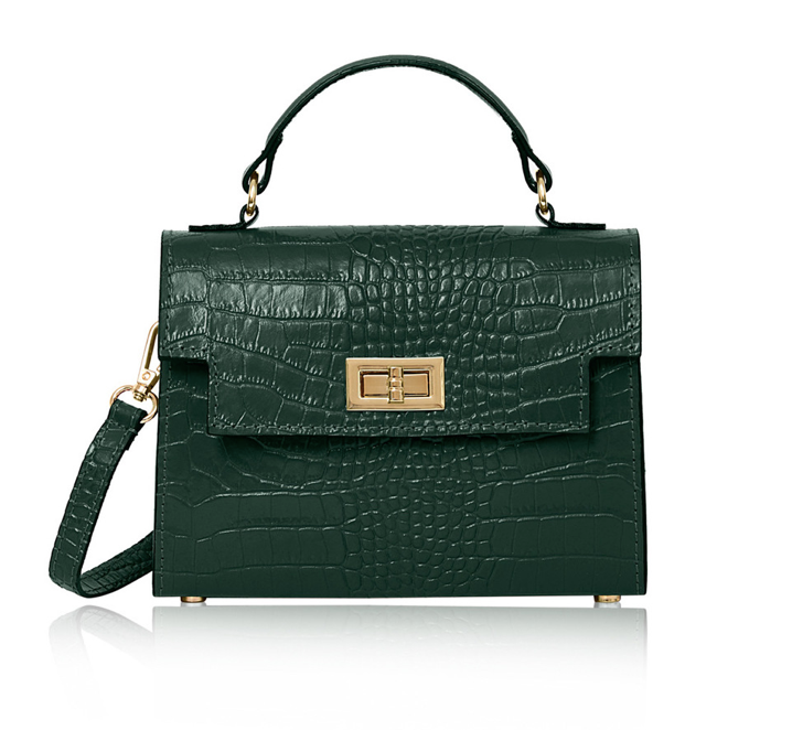 Green Crocodile Print Leather Bag - Cindy STUDIO TEW