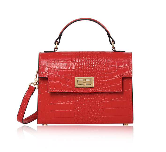 Red Crocodile Print Leather Bag - Cindy STUDIO TEW
