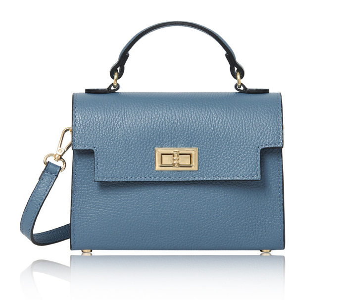 Blue Leather Classic Bag - Mindy STUDIO TEW