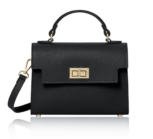 Black Leather Classic Bag - Mindy STUDIO TEW