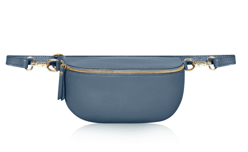 Blue Large Leather Sling Bag - Felicity STUDIO TEW