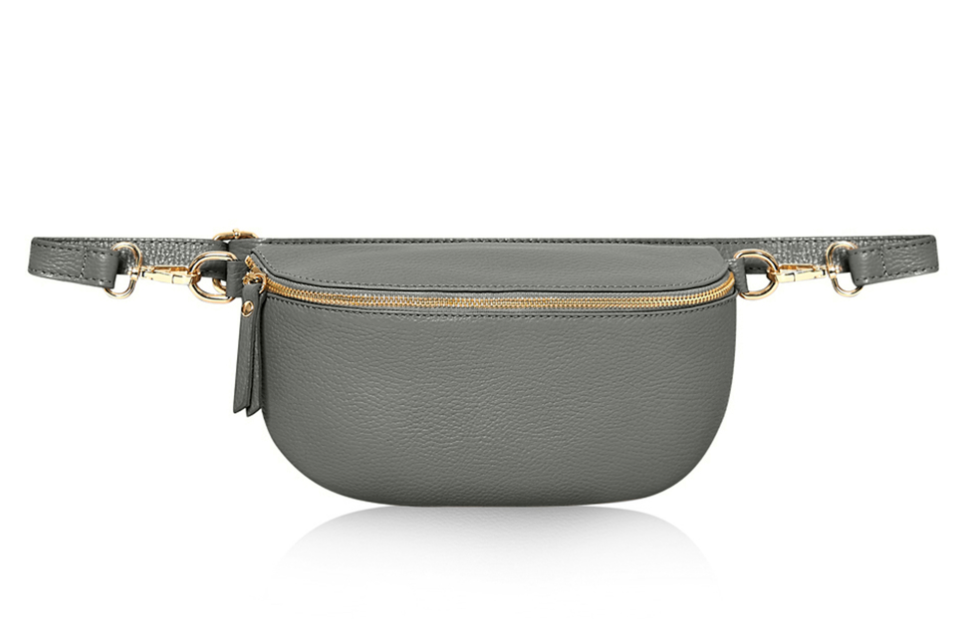 Light Grey Large Leather Sling Bag - Felicity STUDIO TEW