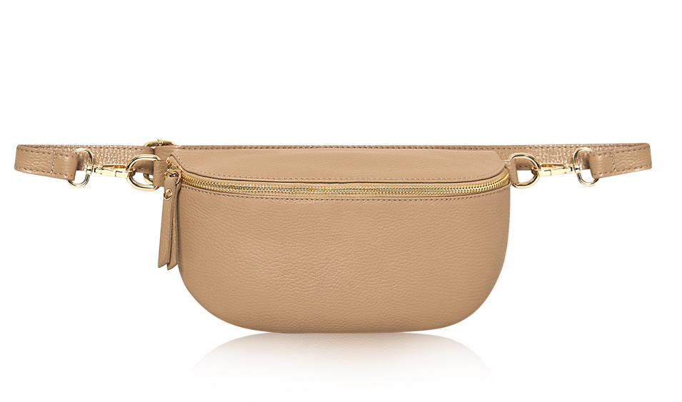 Taupe Large Leather Sling Bag - Felicity STUDIO TEW