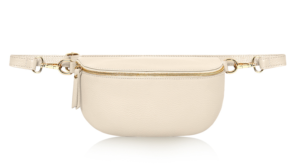 Cream Large Leather Sling Bag - Felicity STUDIO TEW