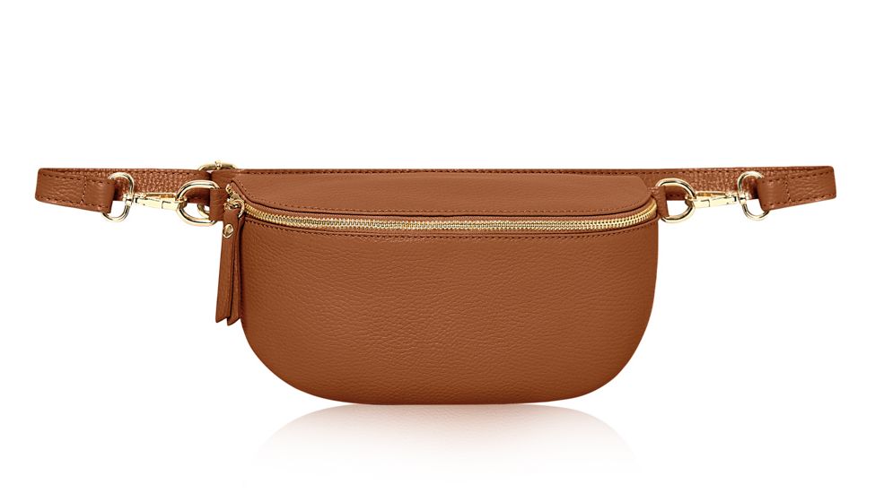 Tan Large Leather Sling Bag - Felicity STUDIO TEW