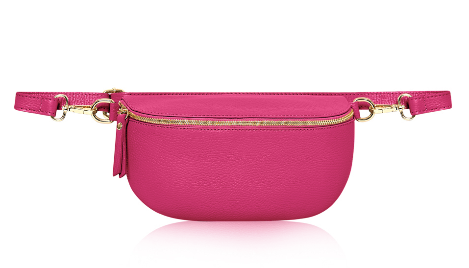 Bright Pink Large Leather Sling Bag - Felicity STUDIO TEW